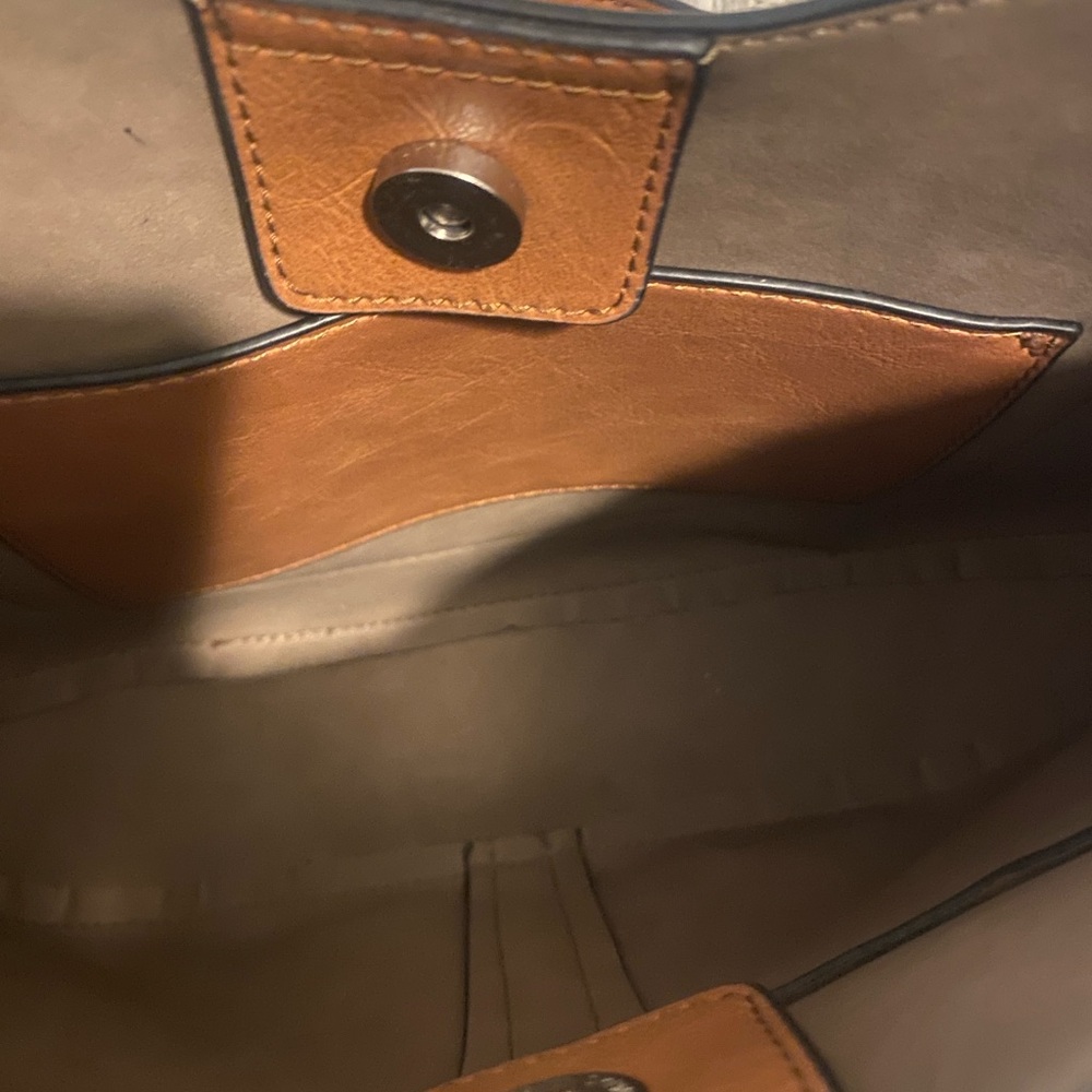 Tan Leather Like Shoulder Hobo Bag - Picture 8 of 8